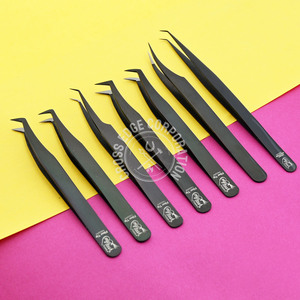 Suministros al por mayor para extensiones de pestañas, pinzas para pestañas de belleza, pinzas para pestañas de color negro natural, pestañas de volumen de 90 grados - Product Image 1