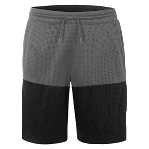 Shorts en maille color block pour homme, taille à cordon de serrage, respirants, décontractés, sportifs, gris et noir - Product Image 5