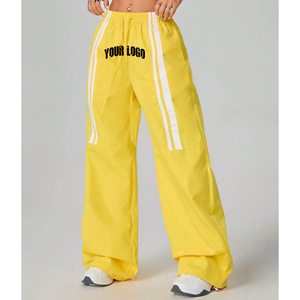 New High Street Breathable Casual Solid Color <b>Overalls</b> Elastic Waist Custom Women's Pants with Pipind Design - Product Image 3