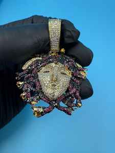 Colgante de Moissanita Multicolor Personalizado con Rostro de Personaje, Estilo Vintage Iced Out, Plata 925, Joyería Fina de Lujo, Colgantes y Dijes - Product Image 6