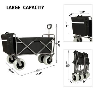 Carrello Utilitario Pieghevole con Telaio in Acciaio per Ogni Terreno, Ruote Pneumatiche da 9 Pollici, Carrello da Spiaggia con Grandi Ruote, Capacità 227 kg, Carrello da Campeggio - Product Image 4