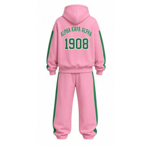 Conjunto Deportivo Reversible Rosa y Verde para Hombre Alpha Kapa Alpha, Sudadera con Capucha y Pantalones Jogger, Manga Larga, Estilo Casual, con Letras - Product Image 6
