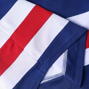 High Quality Custom Men's Ice Hockey Jersey V-neck Blank Royal <b>Blue</b> Red White Striped Practice Hockey Uniform Shirt - Product Image 5