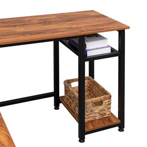 Scrivania per Computer Stile Retrò 140cm, in Truciolato con Rivestimento in Triamina, a Forma di L, Angolo Retto, Resistente, Design Vintage - Product Image 2