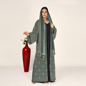 Abaya Holgada de Chifón con Hiyab a Juego, Manga Larga, Estilo Islámico Moderno para Eid, Atuendo Contemporáneo de Estilo Medio Oriente para Mujer - Product Image 4