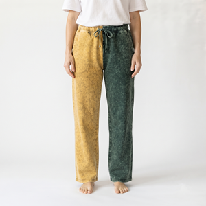 Joggers surdimensionnés pour femmes, design personnalisé, délavés à l'acide, bicolores, coupe ample, pantalon de survêtement décontracté à jambes larges - Product Image 1