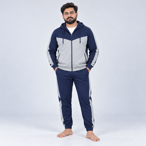 Conjunto deportivo de hombre con capucha, cremallera, color sólido, manga larga, largo completo, para invierno, informal, de las mejores ventas. - Product Image 1