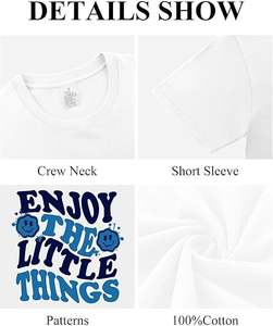Camisetas Gráficas con Estampado de Letras Sonrientes, Manga Corta, Estampado de Palmeras, Top de Verano 100% Algodón, Camisetas Casuales para Hombre - Product Image 6