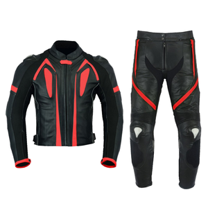 Traje de Motociclismo Personalizado Unisex, Transpirable, Resistente al Viento, Talla Grande, de Cuero Vacuno Negro, 2 Piezas, con Impresión Digital - Product Image 1