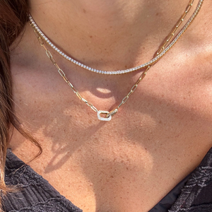 Classic Diamond Tennis <b>Necklace</b> Lab Diamond Neck Round Diamond Riviera <b>Necklace</b> Gold Bridal Jewelry Luxury <b>Statement</b> <b>Necklace</b> - Product Image 4