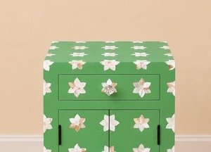 Modern Luxury Mother of Pearl Inlay <b>Green</b> <b>Bedside</b> Cabinet & Nightstand Bedroom Furniture for Home Customized Size - Product Image 2