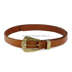 Cinturón informal de cuero texturizado marrón hecho a mano con diseño personalizado con estilo para hombres con hebilla de latón macizo y guardián de todos los tamaños - Product Image 6