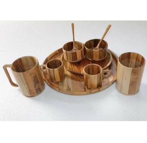 Juego de cena de madera de 8 piezas Juego de cena de madera de acacia hecho a mano para precio más bajo personalizado decorativo - Product Image 1