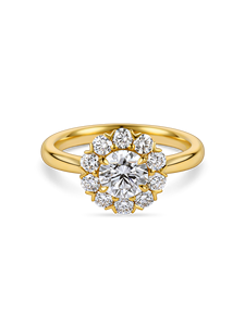 แหวนหมั้นสไตล์วินเทจหรูหรา ทองคำแท้ 14K ประดับเพชรเพาะเลี้ยงทรงเดซี่ ดีไซน์กลีบดอกไม้ละเอียดอ่อน แรงบันดาลใจจากวินเทจ ผลิตในอินเดีย - Product Image 2