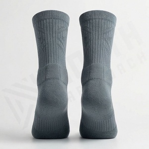 Crew <b>Socks</b> Solid Gray Knitted Breathable Polyester Spandex <b>Running</b> Athletic Summer Adults Regular Style - Product Image 2