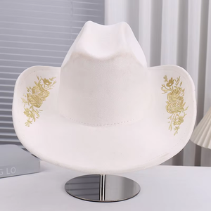 Sombreros de Vaquero de Ala Ancha para Hombre y Mujer, Sombrero de Vaquero y Vaquera de Gamuza, Sombrero Panamá de Fieltro - Product Image 4
