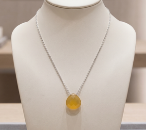 High Quality Vintage 925 Solid Sterling Silver <b>Necklace</b> <b>Chain</b> Set Natural Yellow Chalcedony Gemstone IGI Certified Wedding Gift - Product Image 5