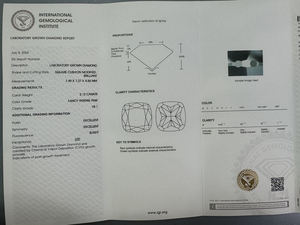 เพชรชมพูเพาะเลี้ยงในห้องปฏิบัติการขนาด 1-10 กะรัต รูปทรงคุชชั่น ได้รับการรับรองจาก IGI และ GIA ความใส VVS เพชรหลวมสำหรับทำเครื่องประดับ เพชร CVD สร้างในห้องปฏิบัติการ ขายส่ง - Product Image 2