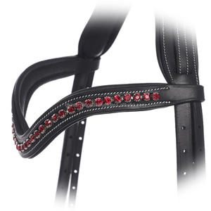 Fancy Red crystals diamante con incrustaciones de canal vacío banda de ceja de caballo de cuero acolchado con relleno y costuras blancas duraderas - Product Image 3