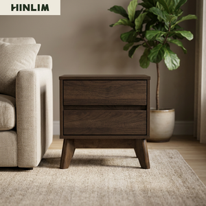 Midcentury Modern Wood Nightstand 2 Drawers Bedroom Furniture <b>Storage</b> <b>Side</b> <b>Table</b> - Product Image 1