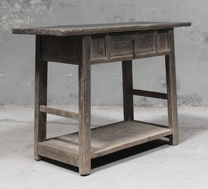 Mesa Consola Rústica de Madera Maciza con Estante de Almacenamiento, Base con Patas, Acabado Antiguo, Hecha a Mano, Ecológica, Mueble para Sala de Estar o Entrada - Product Image 3