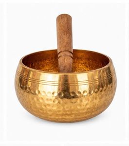 Cuenco Tibetano de Latón Martillado Hecho a Mano con Mazo de Madera para Meditación, Sanación Sonora, Yoga y Oración - Product Image 2