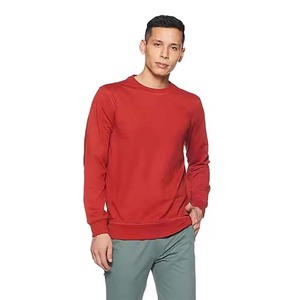 Sudadera Roja de Cuello Redondo para Hombre, Corte Regular, Color Sólido, Tejido de Algodón, Estilo Casual para Otoño - Product Image 3