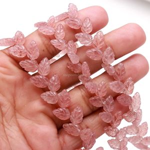Cuentas de cuarzo rosa fresa en forma de hoja, piedras preciosas naturales talladas a mano de 10 a 11 mm, cuentas de cuarzo rosa fresa para la fabricación de joyería. - Product Image 5