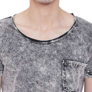 Camiseta de Hombre de Alta Calidad, Personalizada, con Lavado Ácido, Estilo Vintage, Desgastada, de Algodón, Manga Corta, Cuello Redondo, con Bolsillo, Estilo Urbano - Product Image 5