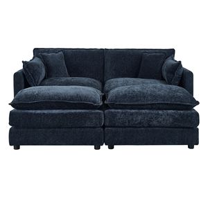 Collezione 2187: Due Divani Blu per Soggiorno con Due Poggiapiedi - Product Image 1