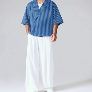 Nuova <span class=keywords><strong>Camicia</strong></span> Casual da <span class=keywords><strong>Uomo</strong></span> Oversize <span class=keywords><strong>a</strong></span> <span class=keywords><strong>Righe</strong></span> <span class=keywords><strong>Blu</strong></span> <span class=keywords><strong>e</strong></span> Bianche <span class=keywords><strong>a</strong></span> Maniche Corte, Comoda <span class=keywords><strong>e</strong></span> <span class=keywords><strong>a</strong></span> Doppio Petto, Tessuta per l'Estate - Product Image 4