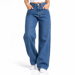 Jeans de Cintura Alta para Mujer, Mezclilla Rígida, Marca Privada para Minoristas de Moda, Tallas S-XL, Pedido al por Mayor, Suministro de Fábrica - Product Image 4