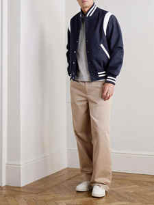 Chaqueta Varsity de invierno cálida de alta calidad para hombre, tipo cierre, bolsillos con botones, chaqueta Bomber de béisbol universitaria Letterman - Product Image 6