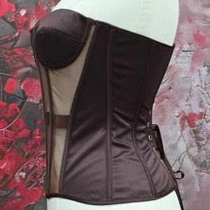 Conjunto de faja moldeadora de control firme FancyShape para mujer, corsé de malla transpirable transparente con diseño de espina de pescado y cierre de corchetes - Product Image 3