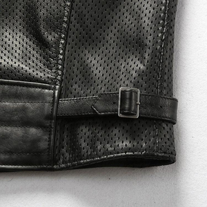 Chaleco de Cuero Genuino para Hombre, Estilo Motociclista, Cierre de Cremallera, Múltiples Bolsillos, Sin Mangas, Prenda Exterior Informal de Moda, OEM ODM - Product Image 3