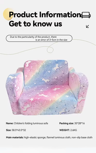 Bambino bambino 2-in-1 divano letto convertibile Morden Glow Dark <span class=keywords><strong>unicorno</strong></span> Design Flip, miglior regalo per ragazzi e ragazze OEM/ODM - Product Image 6