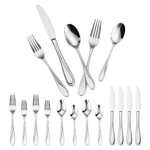 Set di posate da 30 pezzi in acciaio inossidabile per alimenti, utensili con finitura a specchio, lavabili in lavastoviglie, stoviglie per la tavola - Product Image 1