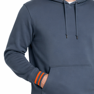 Sweat à capuche pour homme tendance et très demandé, couleur rose poussiéreuse, avec poignets rayés gris, style streetwear pour homme, sweat à capuche pull-over - Product Image 3