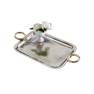 Plateau de service en aluminium à motifs floraux de luxe, design moderne - Product Image 1