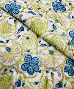 Hand Stitched Block Print Cotton <b>Quilt</b> Floral Pattern Traditional Style All Season Use 100% Cotton Filling Home Decor - Product Image 5