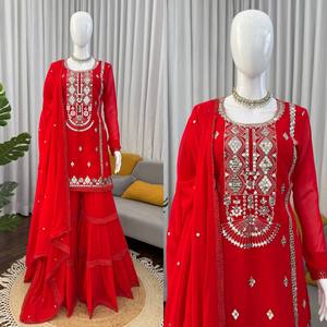 Wholesale Ramdev Trading Fashionable New Designer Indian Pakistani Ethnic Women's Modern Heavy Chinon Silk Kurta / <b>Kurti</b> - Product Image 2