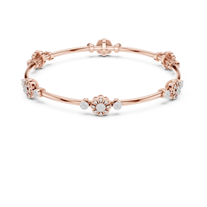 FLORAL BROOCH LAB GROWN DIAMOND STIFF <b>KADA</b> BRACELET SET IN 18KT YELLOW GOLD WEDDING ENGAGEMENT GLAM EVENT DAILY USE FOR WOMEN - Product Image 4