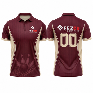 OEM Printed Custom Bowling Jerseys <b>Collar</b> Zipper Breathable Eco-Friendly Sublimation <b>Shirts</b> Four-Way Stretch Quick Dry Team - Product Image 2