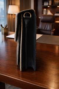 Sac à main pour ordinateur portable en cuir véritable, cuir de vache à poils, vintage, sac d'affaires, sacoche de bureau portable LPBH-0015 - Product Image 2