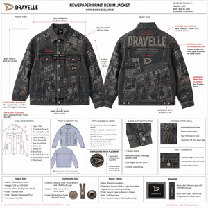 Chaqueta de mezclilla gruesa estilo camionero con estampado de periódico lavado y logo bordado, unisex, estilo holgado Hypebeast - Product Image 6