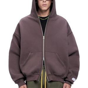 Sweat-shirt en molleton à capuche zippé pour homme, couleur unie, manches classiques, pull tricoté d'automne - Product Image 1