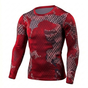 Camiseta de Compresión para Hombre, Manga Larga, Transpirable, de Secado Rápido, Antibacteriana, de Spandex/Poliéster, para MMA, Karate, BJJ - Product Image 1
