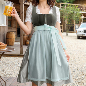 Robe de demoiselle d'honneur à manches courtes, tenue bavaroise traditionnelle, dirndl à lacets, tenue une pièce, dirndl pour femmes adultes - Product Image 5