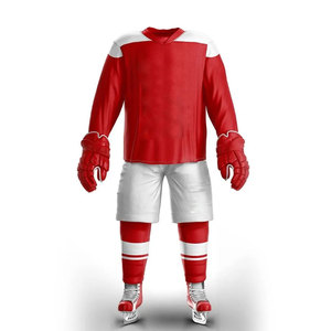 Camiseta de Hockey sobre Hielo Sublimada para Hombre, Manga Larga, Cuello en V, Poliéster que Absorbe la Humedad, Uniforme Naranja para Equipo - Product Image 4