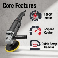 Polisseuse électrique pour voiture 1600W 7 pouces, contrôle variable à 8 vitesses, 600-3000 tr/min, faible vibration, poignée ergonomique, cordon de 3m, prise EU 220-240V